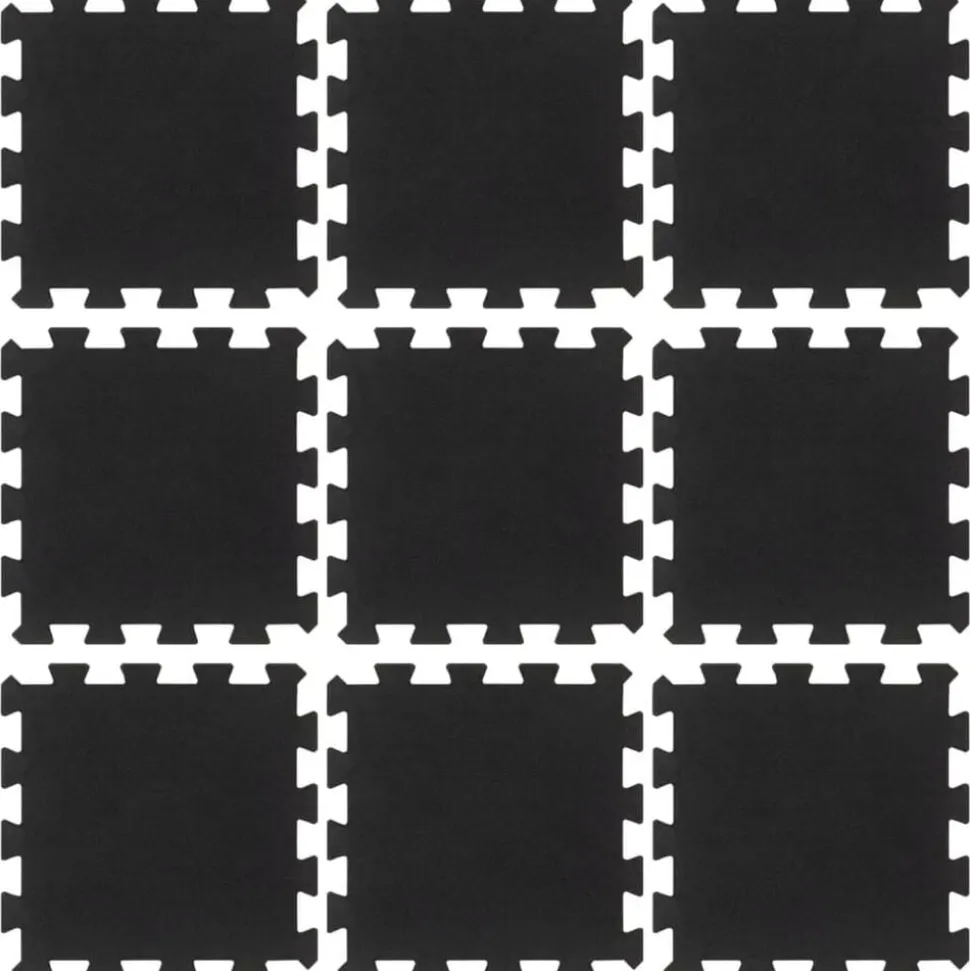 vidaXL Rubbertegels 9 st 16 mm 30x30 cm zwart