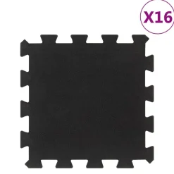 vidaXL Rubbertegels 16 st 16 mm 30x30 cm zwart
