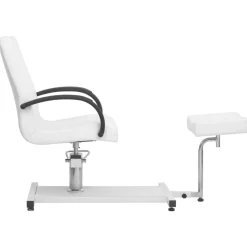vidaXL Salonstoel met voetenbankje 127x60x98 cm kunstleer wit