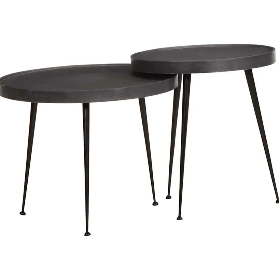vidaXL Salontafel 2 stuks Zwart bewerkt hout
