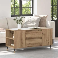 vidaXL Salontafel Artisan Eiken 102 x 44,5 x 50 cm Bewerkt hout
