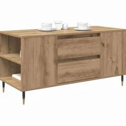 vidaXL Salontafel Artisan Eiken 102 x 44,5 x 50 cm Bewerkt hout