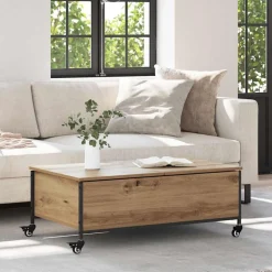 vidaXL Salontafel Artisan Eiken 91 x 55 x 32 cm Bewerkt hout