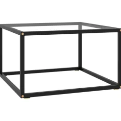 vidaXL Salontafel met gehard glas 60x60x35 cm zwart