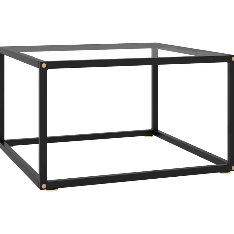 vidaXL Salontafel met gehard glas 60x60x35 cm zwart