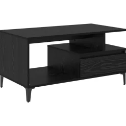 vidaXL Salontafel met lade Zwart Eiken 90 x 49 x 45 cm Bewerkt hout