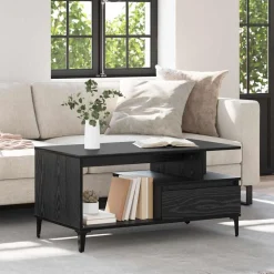 vidaXL Salontafel met lade Zwart Eiken 90 x 49 x 45 cm Bewerkt hout