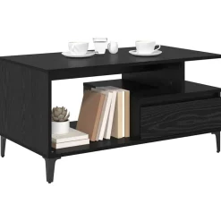 vidaXL Salontafel met lade Zwart Eiken 90 x 49 x 45 cm Bewerkt hout