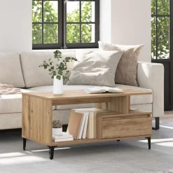 vidaXL Salontafel met lade Artisan Eiken 90 x 49 x 45 cm Bewerkt hout