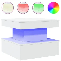 vidaXL Salontafel met LED-verlichting 50x50x40 cm wit