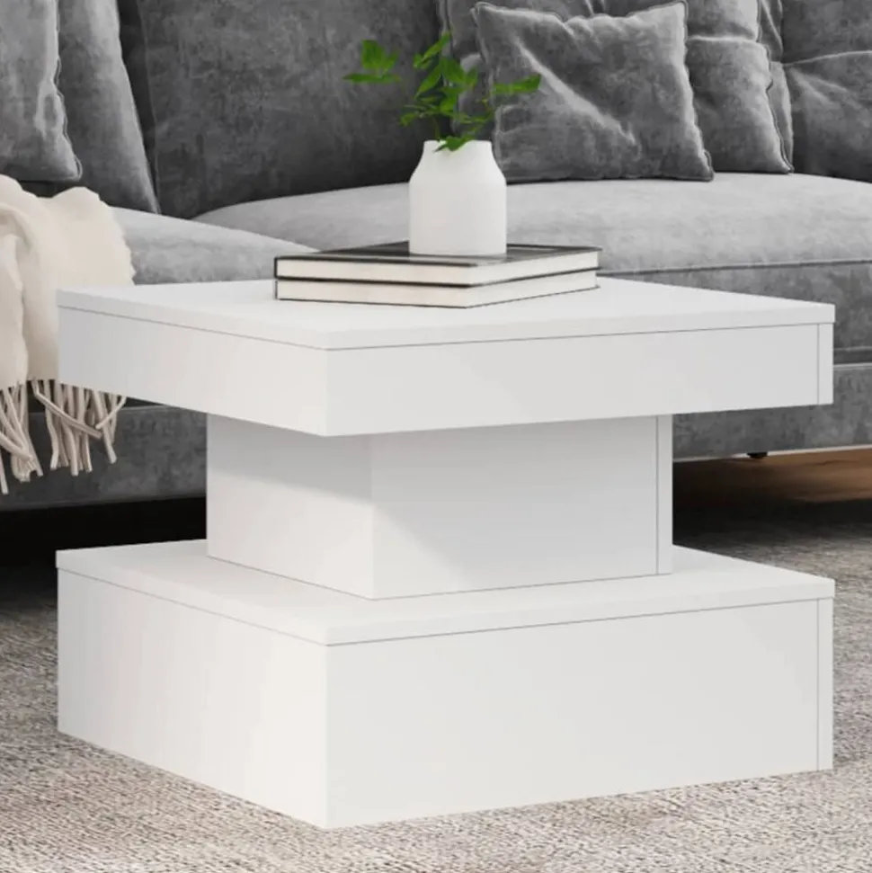 vidaXL Salontafel met LED-verlichting 50x50x40 cm wit
