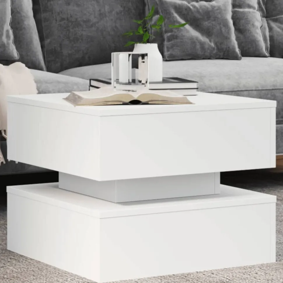 vidaXL Salontafel met LED-verlichting 50x50x40 cm wit