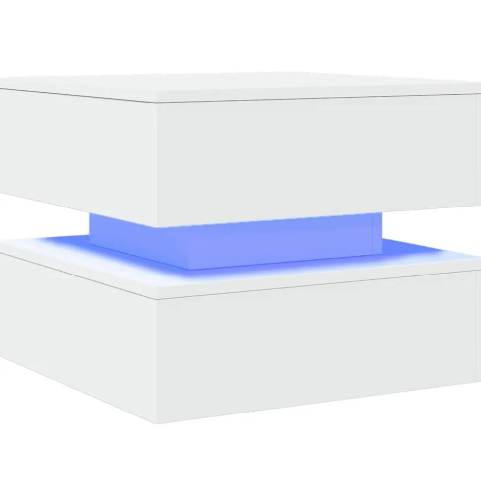 vidaXL Salontafel met LED-verlichting 50x50x40 cm wit