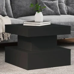 vidaXL Salontafel met LED-verlichting 50x50x40 cm zwart