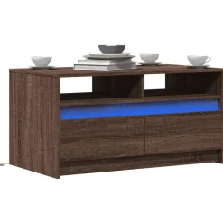 vidaXL Salontafel met LED-verlichting bewerkt hout bruin eikenkleur