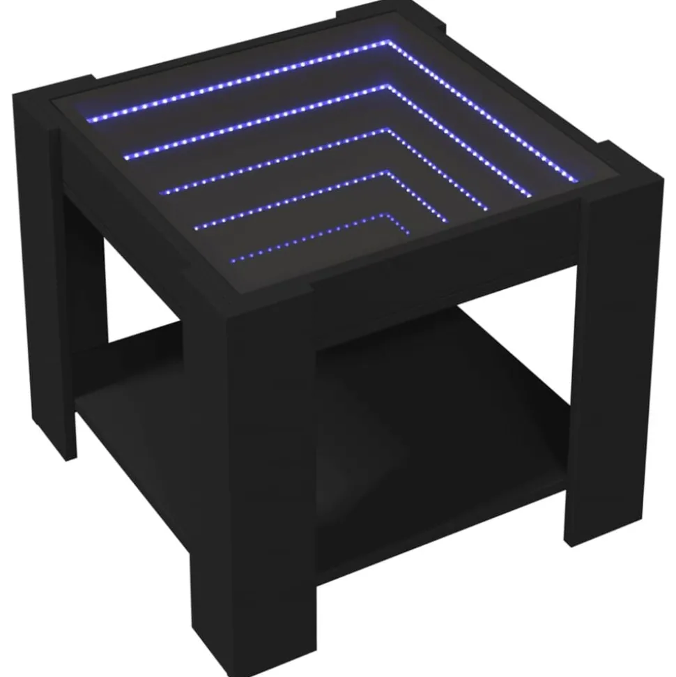 vidaXL Salontafel met LED 53x53x45 cm bewerkt hout zwart