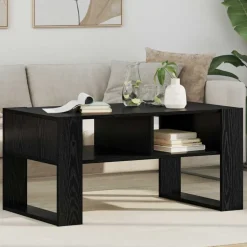 vidaXL Salontafel met opslag Zwart Eiken 92 x 53 x 45 cm Bewerkt hout