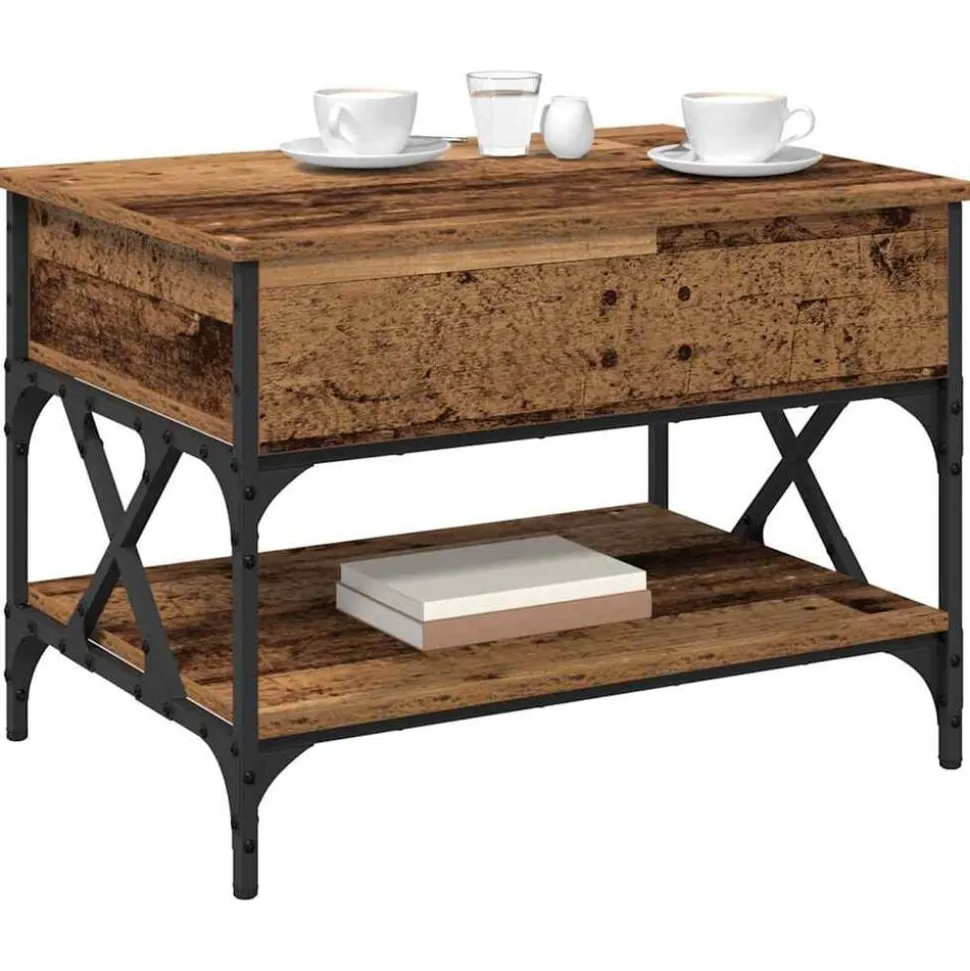vidaXL Salontafel Oud Hout 70x50x50cm Bewerkt hout