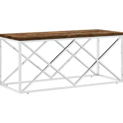 vidaXL Salontafel roestvrij staal en massief hergebruikt hout