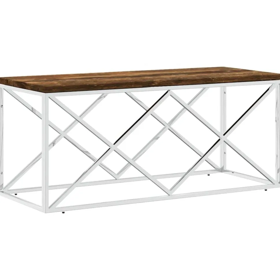 vidaXL Salontafel roestvrij staal en massief hergebruikt hout