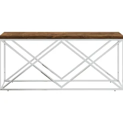 vidaXL Salontafel roestvrij staal en massief hergebruikt hout
