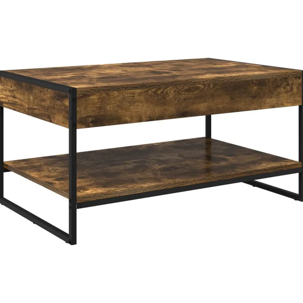 vidaXL Salontafel Rook Eik 80 x 50 x 40 cm Bewerkt hout