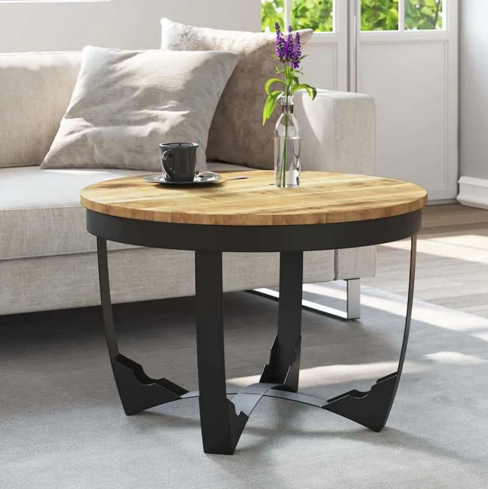 vidaXL Salontafel 60x40 cm massief ruw mangohout
