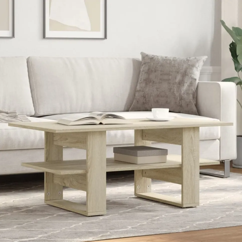 vidaXL Salontafel 102x55x42 cm bewerkt hout sonoma eikenkleurig
