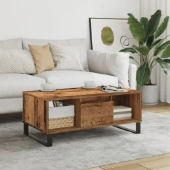 vidaXL Salontafel 90x50x36,5 cm bewerkt hout oud houtkleurig