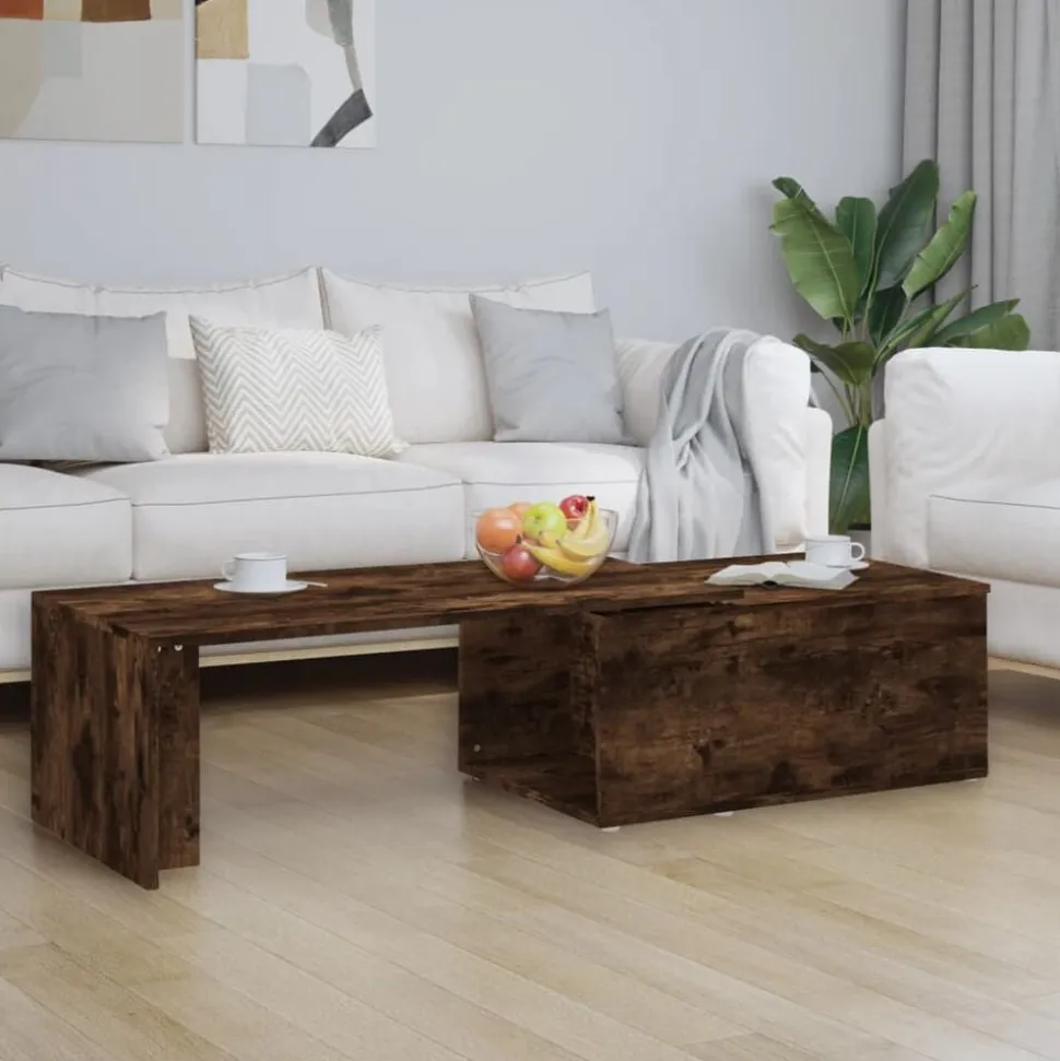 vidaXL Salontafel 150x50x35 cm bewerkt hout gerookt eikenkleurig