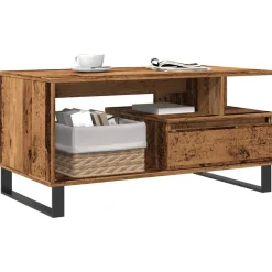 vidaXL Salontafel 90x49x45 cm bewerkt hout oud houtkleurig