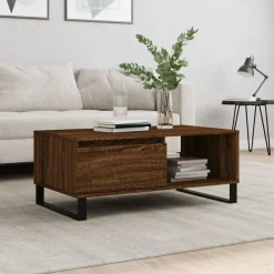vidaXL Salontafel 90x50x36,5 cm bewerkt hout bruin eikenkleur