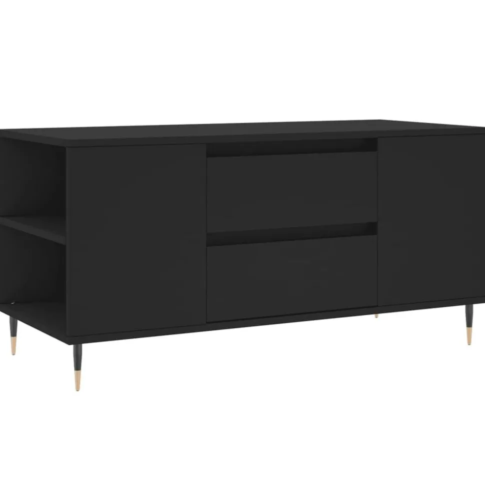 vidaXL Salontafel 102x44,5x50 cm bewerkt hout zwart