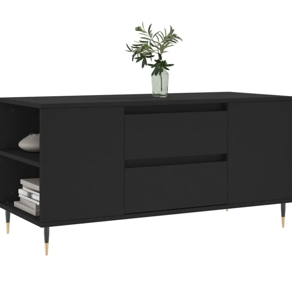 vidaXL Salontafel 102x44,5x50 cm bewerkt hout zwart