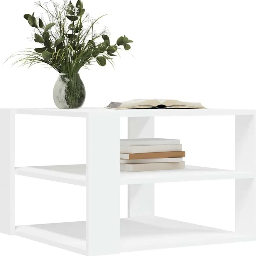 vidaXL Salontafel 58x58x40 cm bewerkt hout wit
