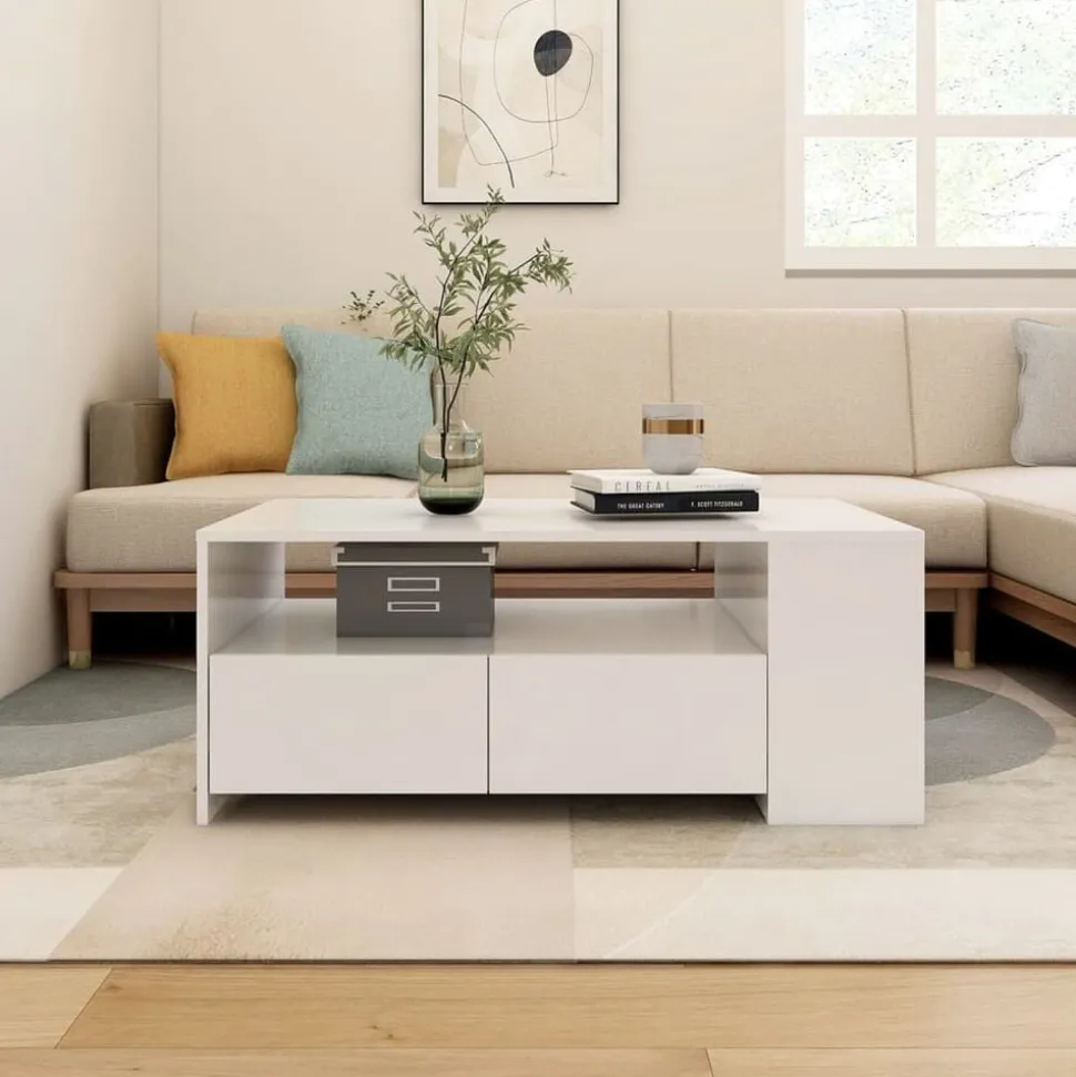 vidaXL Salontafel 102x55x42 cm bewerkt hout zwart