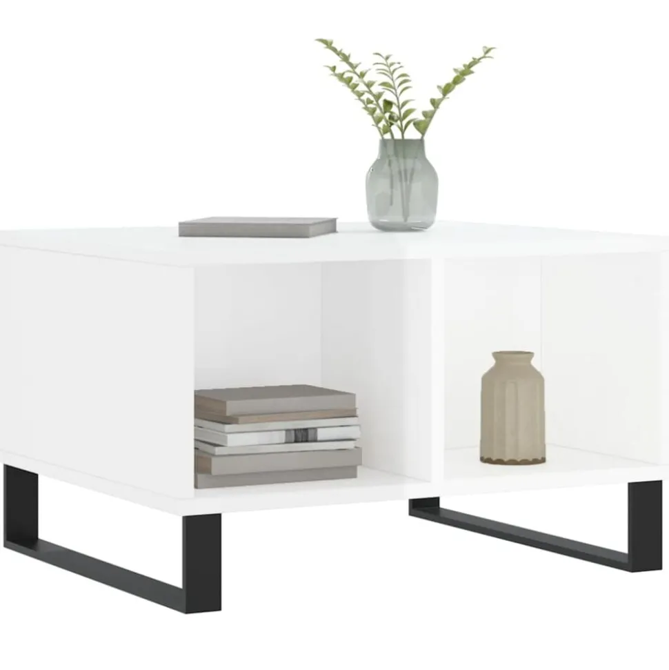 vidaXL Salontafel 60x50x36,5 cm bewerkt hout hoogglans wit