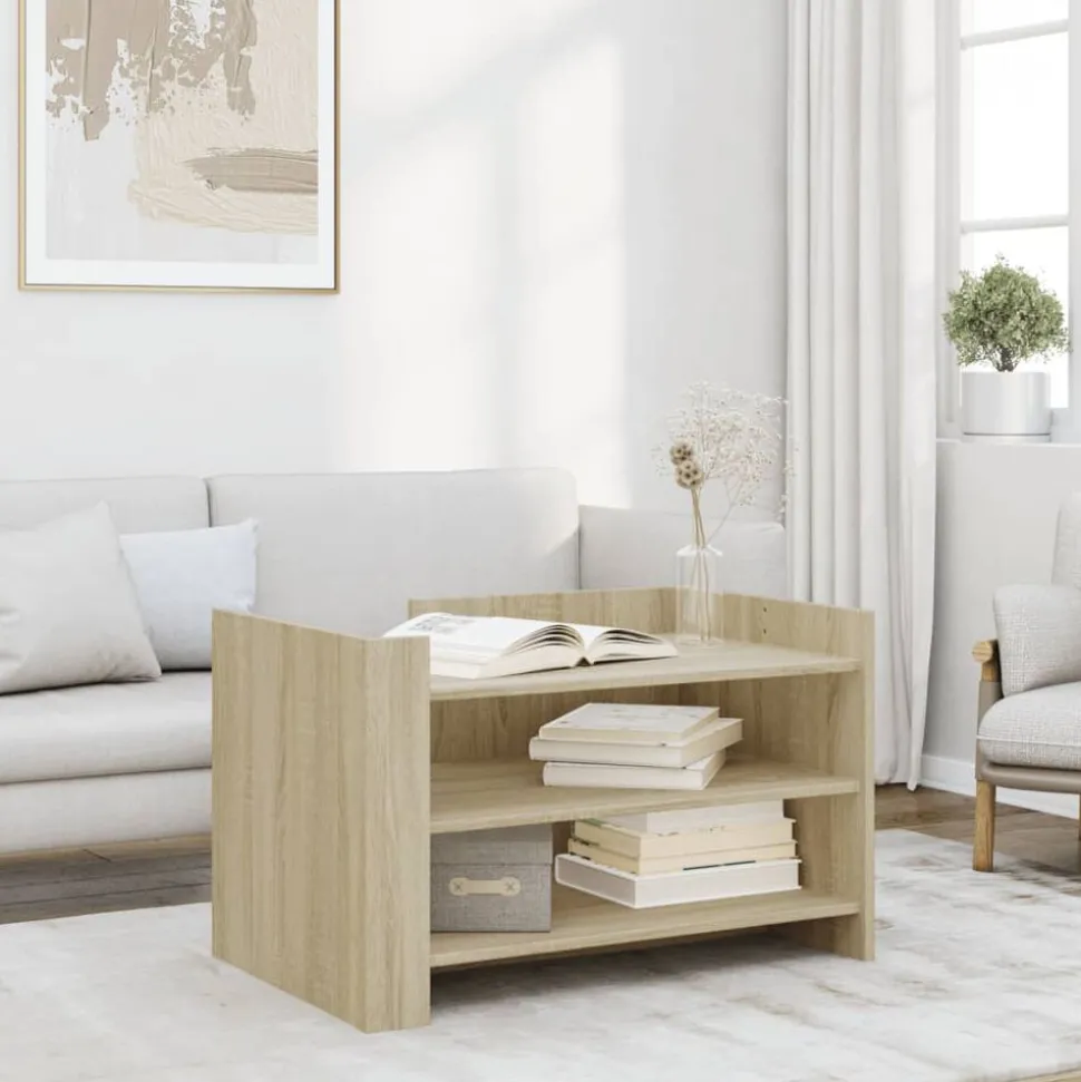 vidaXL Salontafel 80x50x50 cm bewerkt hout sonoma eikenkleurig