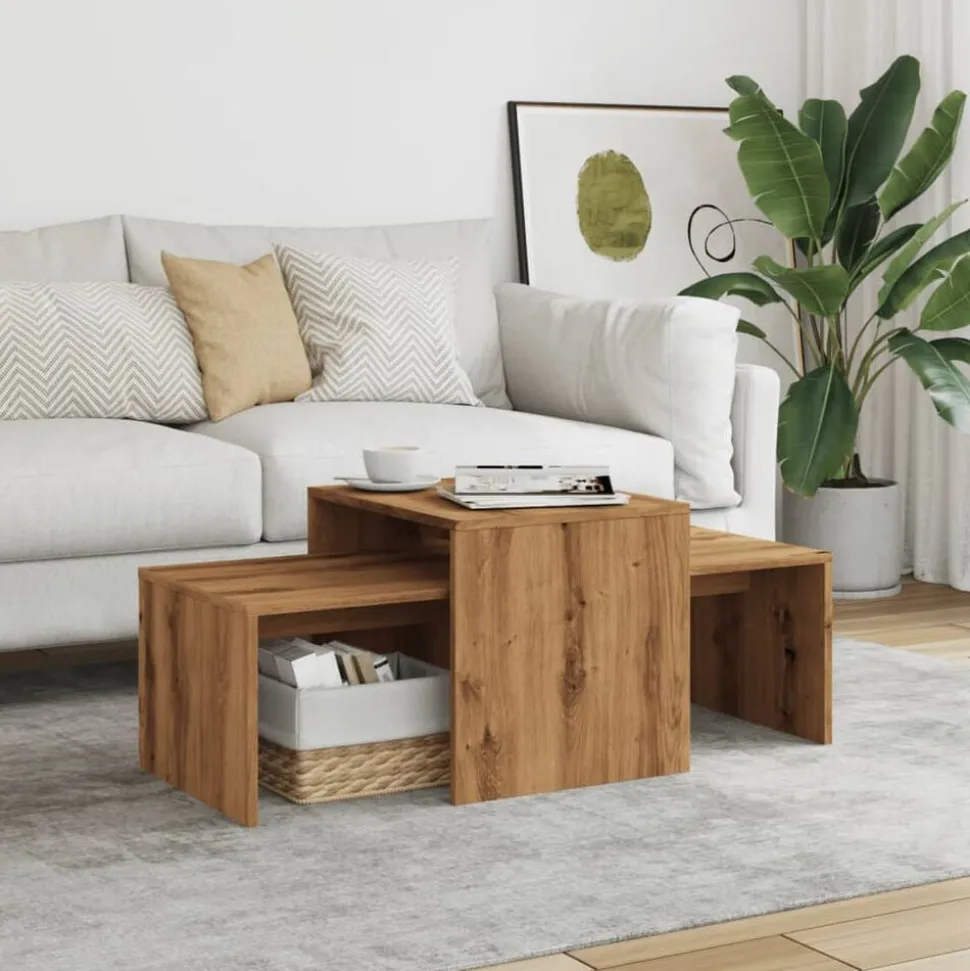 vidaXL Salontafel 100x48x40 cm bewerkt hout artisanaal eikenkleurig