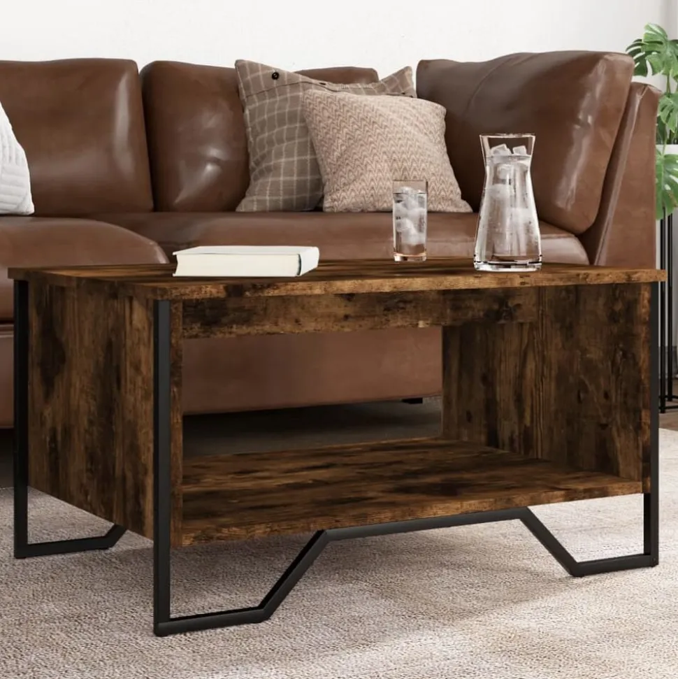 vidaXL Salontafel 75x51x40 cm bewerkt hout gerookt eikenkleurig