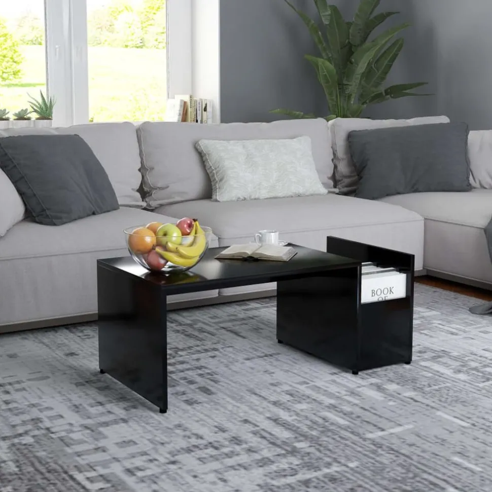vidaXL Salontafel 90x45x35 cm bewerkt hout zwart