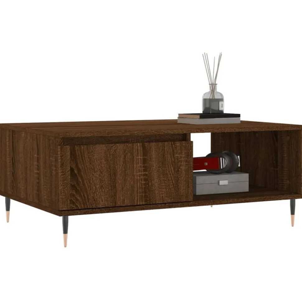 vidaXL Salontafel 90x60x35 cm bewerkt hout bruin eikenkleur