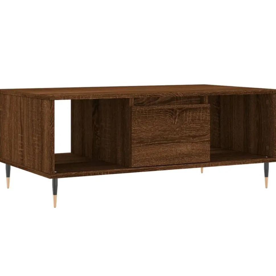 vidaXL Salontafel 90x50x36,5 cm bewerkt hout bruin eikenkleur