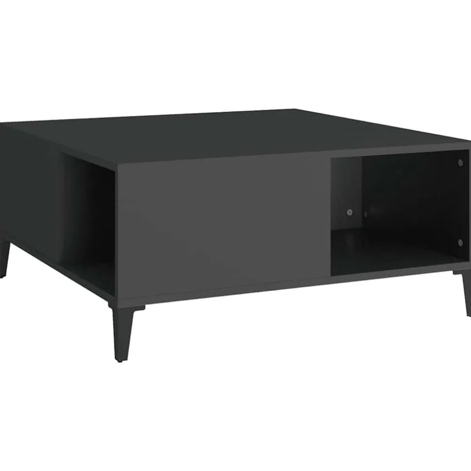 vidaXL Salontafel 80x80x36,5 cm bewerkt hout zwart