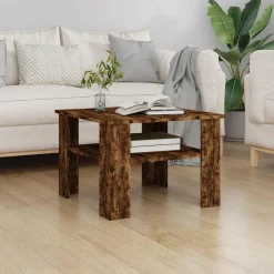 vidaXL Salontafel 60x60x42 cm bewerkt hout gerookt eikenkleurig