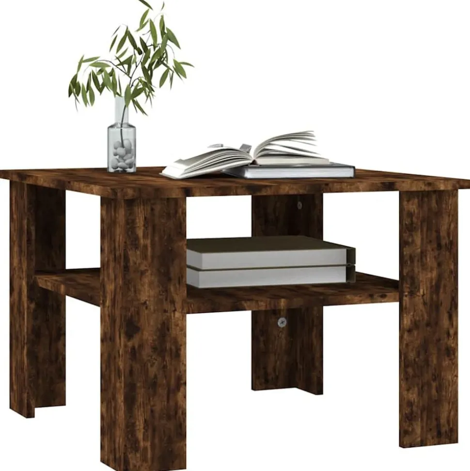vidaXL Salontafel 60x60x42 cm bewerkt hout gerookt eikenkleurig