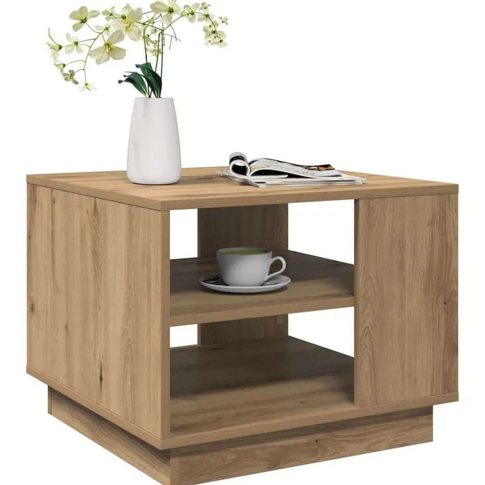 vidaXL Salontafel 55x55x42 cm bewerkt hout artisanaal eikenkleurig
