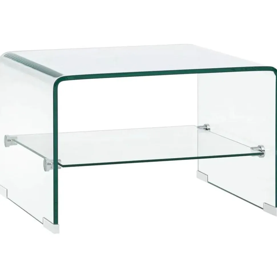 vidaXL Salontafel 50x45x33 cm gehard glas transparant