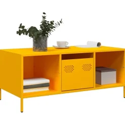 vidaXL Salontafel 101,5x50x43,5 cm koudgewalst staal mosterdgeel