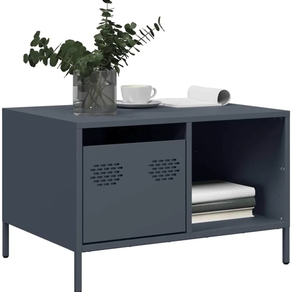 vidaXL Salontafel 68,5x50x43,5 cm koudgewalst staal antracietkleurig